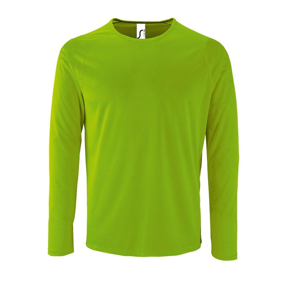 SOLS Mens Sporty Long Sleeve Performance T-Shirt / Neon Green